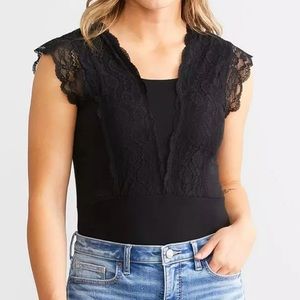 Buckle RED by BKE black lace bodysuit